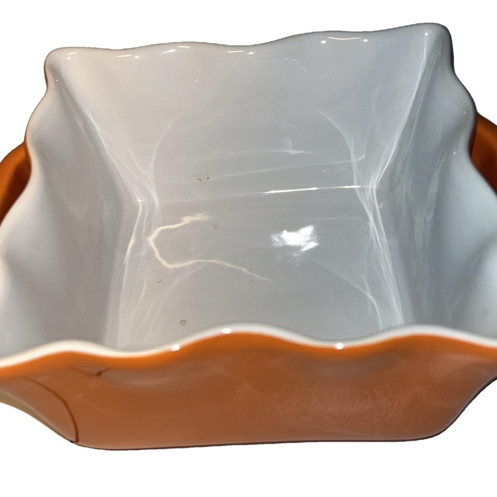 Authentic Gates Ware Orange and White Ceramic Baking Dish 1.2 QT - Picture 2 of 14